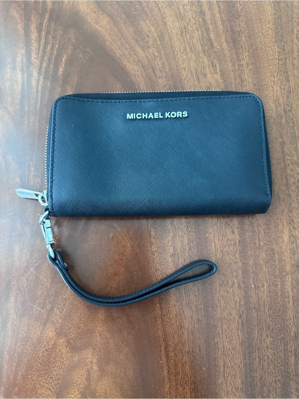 Michael Kors Black Saffiano leather continental wallet wristlet